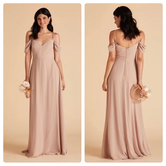 Birdy Grey Devin Convertible Off Shoulder Bridesmaid Dress in Taupe‎ Size XS NWT - Picture 1 of 10